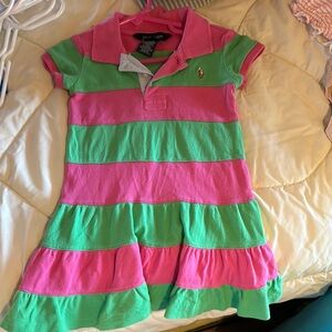 Ralph Lauren Kids Striped Polo Dress - Pink and Green